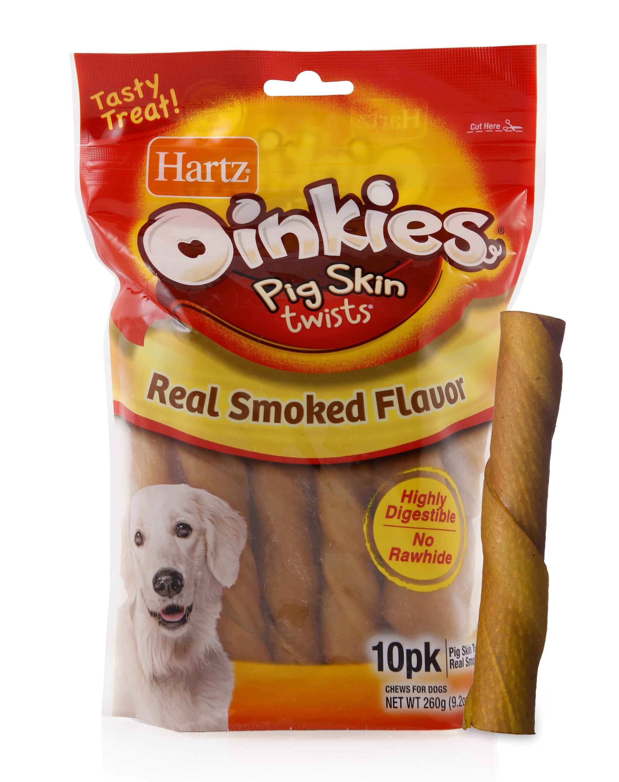 Hartz Oinkies Rawhide Free Pig Skin Twists Real Smoked Flavor Dog