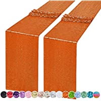 

2PCS 12x108 Inch Sequin Table Runner Orange Glitter Table Runner for Party Wedding Bridal Baby Shower Event Decorations（2PCS 12x108 Inch Orange）(Orange)