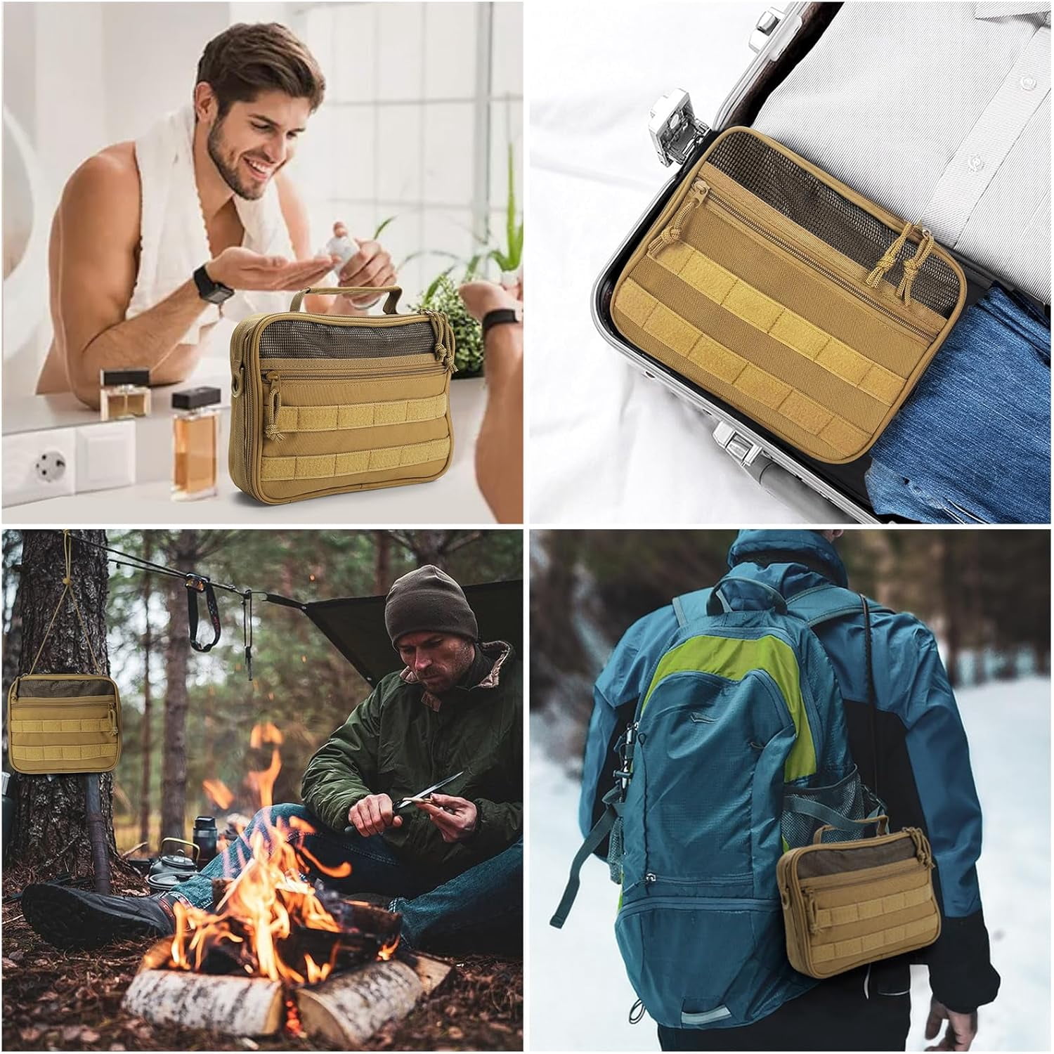 Travel Hanging Toiletry Bags,Tactical Toiletry Bag for Men,Bathroom Essentials Men's Toiletry Bag for Camping,Toiletries Organizer Dopp Kit, Travel Cosmetic Bag,Shaving Hygiene Bag