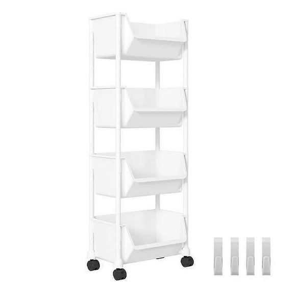 4-tier storage rack, multi-layer SPA storage, mobile storage rack with wheels, suitable for living room, bedroom,kithcen