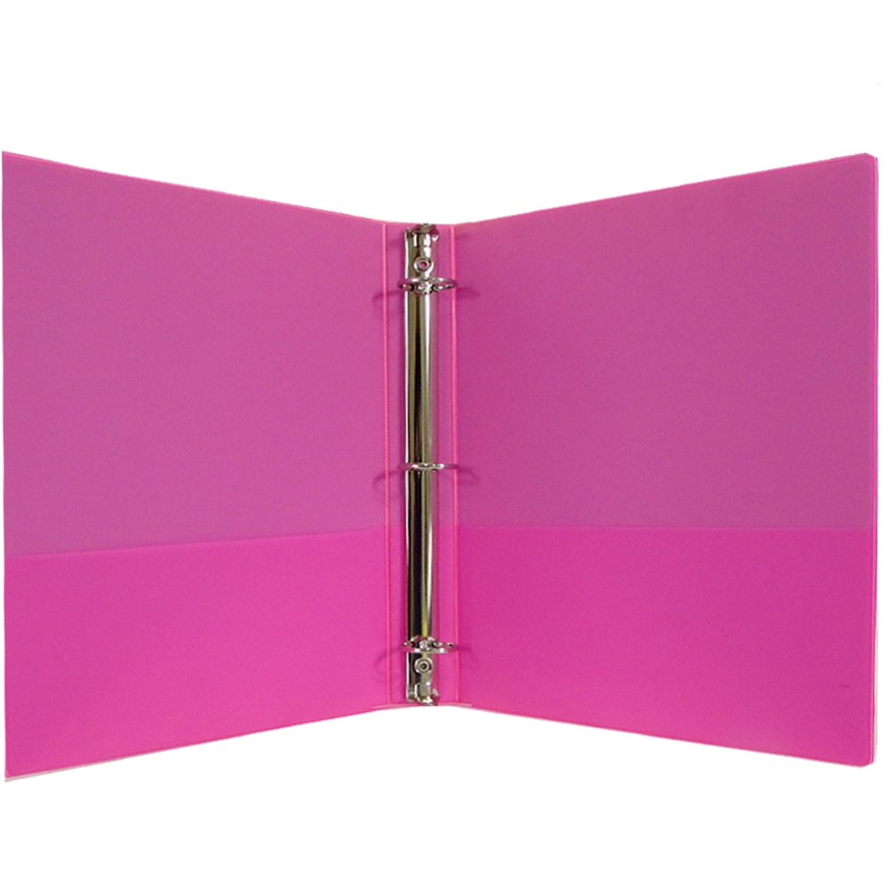 1" Hard Cover (PVC Free) 3Ring Binder Neon Pink Case Pack of 24