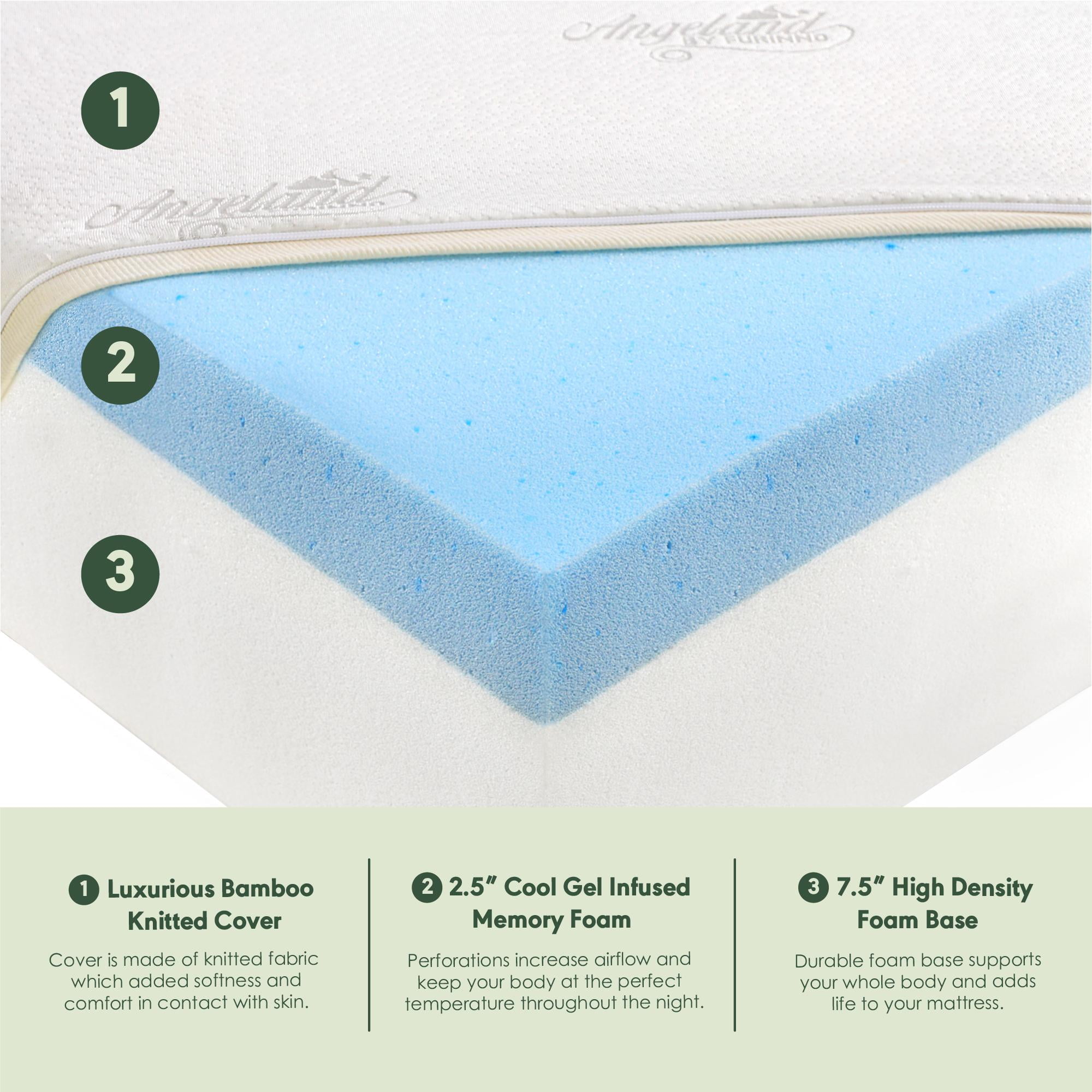 Furinno Angeland Luxury III Gel Infused Memory Foam Mattress,10-Inch, California King