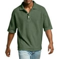 thumbnail image 6 of Dwelliawo Mens Short Sleeve Polo Shirts Golf Color Block Henley Shirt with Collar Big and Tall Casual Tshirts Comfort Button Up Waffle Shirts Army Green M, 6 of 8