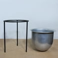 thumbnail image 3 of Handmade 100% Iron Round Modern Silver Coated Color 8.5 x 7.2 Inches Planters Pot 1009, 3 of 5