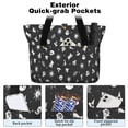 thumbnail image 2 of Tote Bag for Women - Black Halloween Cat Skull Pattern Shoulder Bag - Large Utility Work Duffle Bag with Zipper Handbag for Travel, Work, Sprots, 2 of 5
