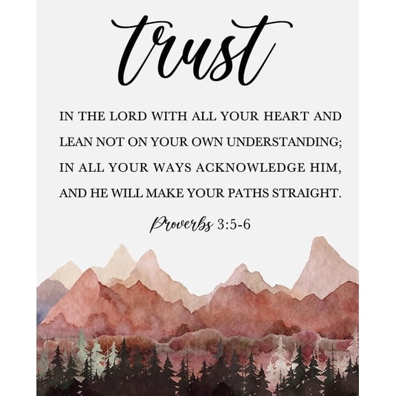 Proverbs 3:5-6 Christian Wall Decor Inspirational Decor Christian Gifts Bible Verse Wall Art Scripture  for Modern Home Office Bathroom Bedroom Wall Art Decoration poster