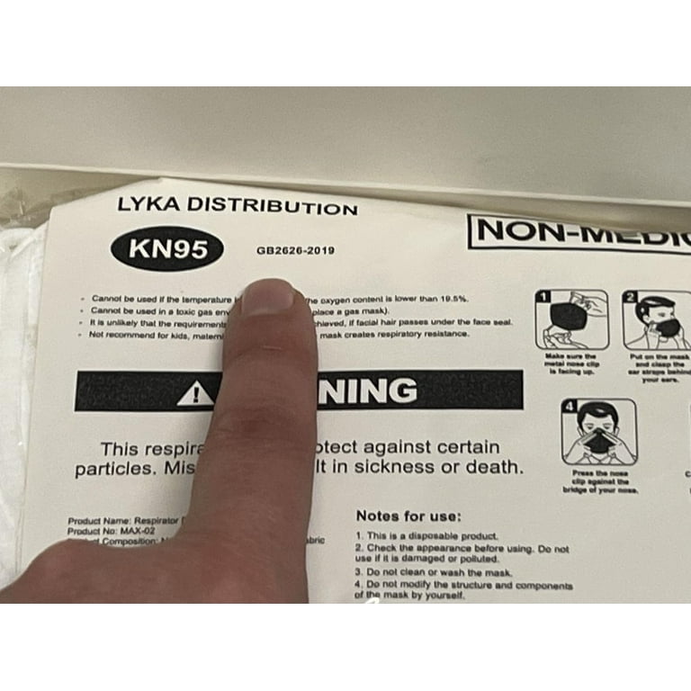 YUKA Lyka KN95 Face Masks 50 Pack | 5-Layer, >95% Filtration