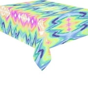 MYPOP Indian Art Tie Dye Chevron Pattern Tablecloth Rectangle Sets 52x70 Inches - Colorful Hippy Printing Tablecover Desk Table Cloths Cover for Dinner Party Decoration