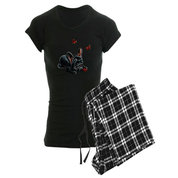 CafePress - Black Frenchie Ladybug Pajamas - Women's Dark Pajamas