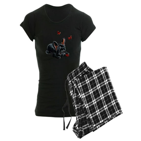 CafePress - Black Frenchie Ladybug Pajamas - Women's Dark Pajamas