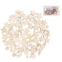 YOSADIER 100Pcs Small Wood Stars For Crafts Unfinished Wooden Cutouts Assorted Sizes 0.6-1.4in Burlywood Khaki