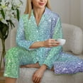 thumbnail image 6 of Yiaed Beautiful Glitter Print Pajamas Women's Long Sleeve Sleepwear Soft Button Down Loungewear Pjs Lounge Set Nightwear Womens Pajama Pants-X-Large, 6 of 7