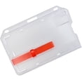 thumbnail image 3 of 5 Pack - Heavy Duty Hard Plastic Horizontal Badge Holder with Red Extractor Slide Out Tab - Easy Access Clear I'd Card Protector Case for Single Standard Credit Card Size Cards by Specialist ID, 3 of 4