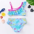 thumbnail image 2 of ibiyuan Girls Swimsuit Size 6 ,2 Piece Adjustable Straps Girls Bathing Suits Size 14-16 Cute Ruffle Tankini with Shorts Drawstring Bottoms Tropical Floral Swimwear for Teens,140, 2 of 9