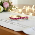 thumbnail image 3 of Samriddhi Creations Lab Ruby and Moissanite Band Ring, Dainty Half Eternity Wedding Band, Dainty Stackable Band, Gift for Her, Silver Jewelry, 3 of 5