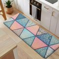 thumbnail image 5 of Pink and Blue Triangular Floral Boho Pattern Kitchen Rug Mat,Kitchen Runner Rugs Non Skid Washable,Decorative Kitchen Floor Mats for Kitchen,Sink,Laundry,17"x47.2", 5 of 7
