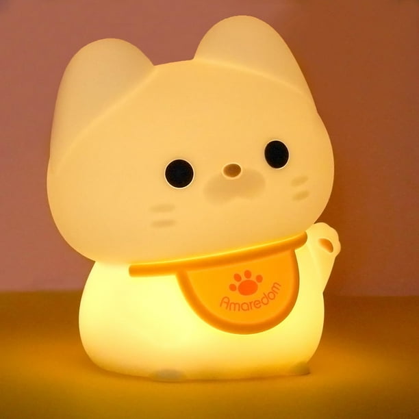 Lámpara Recargable LED de Silicona Amaredom, Luz Nocturna de Gatito