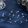 thumbnail image 3 of 16 Pairs 8 Styles Resin Stud Earrings Clear Black Flat Round Micro Pave Cubic Zirconia Post Earrings with 1 Box DIY, 3 of 5