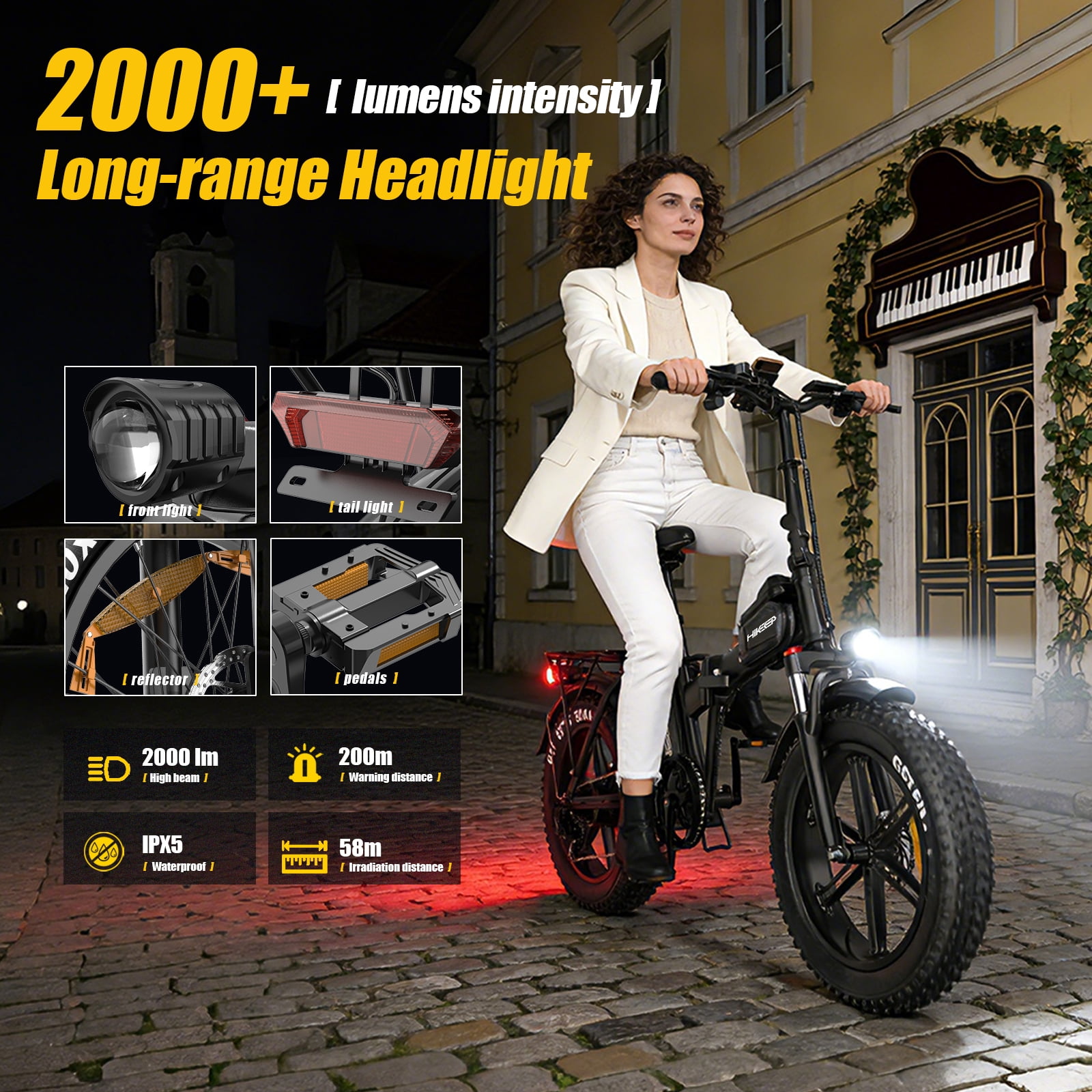 Step-Thru Folding Electric Bike for Adults, 20"×4.0 Fat Tire Ebike with Front Suspension, 48V 25Ah UL2849 Battery, 1500W Peak, 28MPH, Black