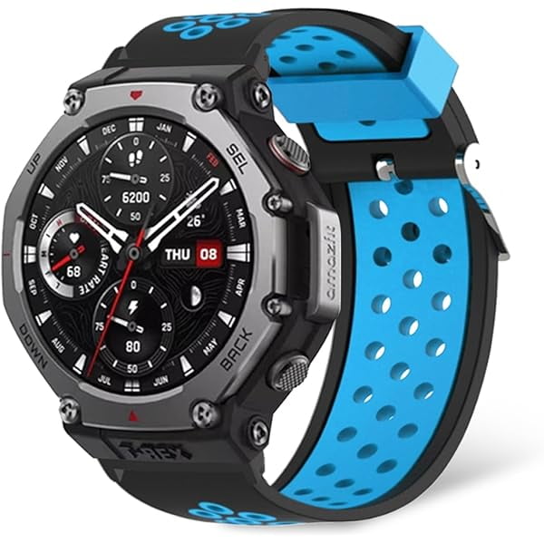 wonima11 Silicone Bands Compatible with Amazfit T-Rex 3 Pro 48mm&44mm/Amazfit T-Rex 3,Soft Silicone Breathable Strap Sport Band for Men Women-Blue