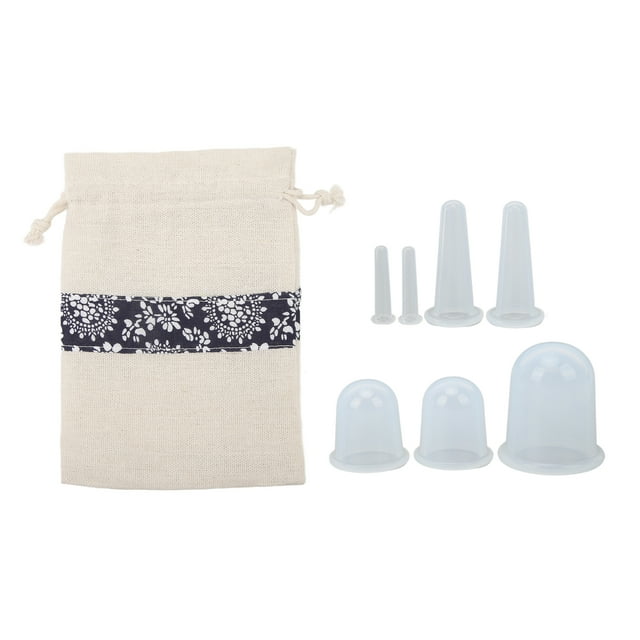 Juego de 7 ventosas faciales de silicona transparentes para masaje facial y suavizado de líneas finas.