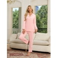 thumbnail image 3 of EK4YDNDS Womens Flannel Pajama Set, Long Button Down Lightweight Pjs Set with Pockets,(Pink,M), 3 of 4