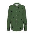 thumbnail image 5 of Women's Blouses & Button-Down Shirts, Comdrip Women Casual Lapel Button Long Sleeve Shirts Colorful Line Printed Long Sleeve Casual Shirts Womens Button Down Blouse Green 4XL, 5 of 7