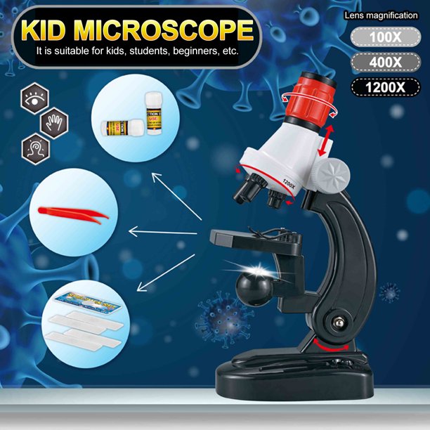 Travelwant Kids Beginner Microscope STEM Kit with Metal Body Microscope