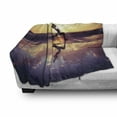 thumbnail image 3 of Yoga Soft Flannel Fleece Blanket, Woman Practicing Yoga on Beach Sunset Dramatic Sky Water Reflection Image, Cozy Plush for Indoor and Outdoor Use, 50" x 60", Yellow Blue Dark Brown, by Ambesonne, 3 of 6