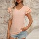 thumbnail image 2 of Camiseta de Manga Corta de Verano para las Mujeres de Moda de Color Sólido con Cuello en V, Top Casual de Poliéster, Lavado de Manos, 2 of 8