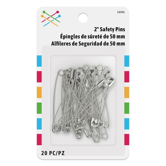 Safety Pins, Nickel-Plated, Large (20 Pack)