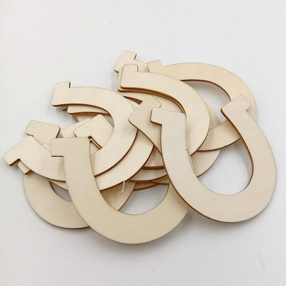 FOMIYES Unfinished Wooden Horseshoes Light Brown 10Pcs 3.6X3.3X0.1In