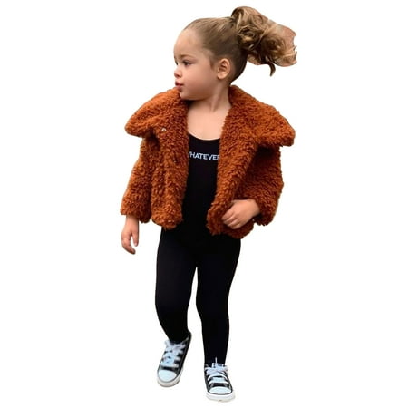 

Toddler Kids Baby Girls Boys Jacket Fall Winter Solid Cardigans Fuzzy Lightweight Jackets Warm Coats Outerwear