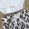 thumbnail image 6 of Bagilaanoe 3pcs Newborn Baby Girl Long Pants Set Letter Print Long Sleeve Romper Tops + Leopard Trousers + Headband 3M 6M 12M 18M Infant Casual Outfits, 6 of 7
