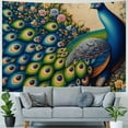 thumbnail image 4 of GOSMITH Peacock and Peonies in Chinoiserie Style Tapestry for Living Room Bedroom Dorm Decoration Painting, 4 of 6