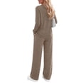 thumbnail image 4 of Fantaslook Plus Size Two Piece Lounge Sets for Women Vacation Travel Fall Outfits V Neck Tops Wide Leg Pants Matching Sets Women Clothing, 4 of 8