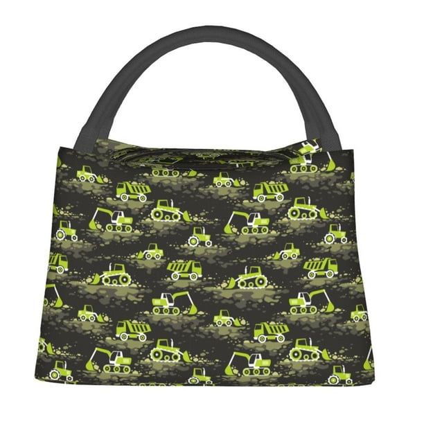 Fotbe Light Green Excavator Bolsa Térmica Portátil con Estampado, Bolsa de Entrega de Alimentos Aislada, Bolsa Reutilizable de Gran Capacidad para Comidas y Supermercado