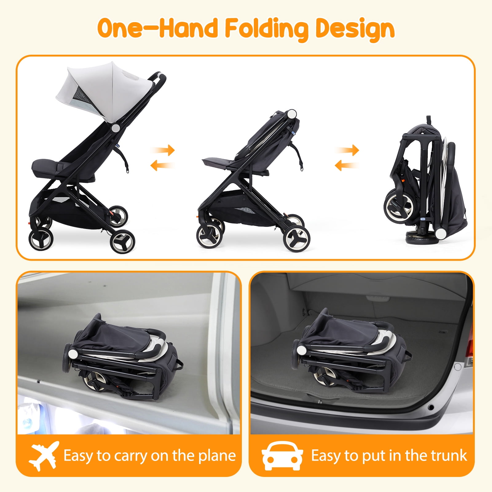 Backpack Buggy That Folds Into Hand Luggage Umbrella Stroller TR18