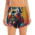 thumbnail image 2 of Salouo Retro Bulldog Sunglasses Print Women's 2 in 1 Running Shorts Double-Layer Shorts Athletic Workout Gym Yoga Shorts Running Shorts for Women-X-Large, 2 of 7
