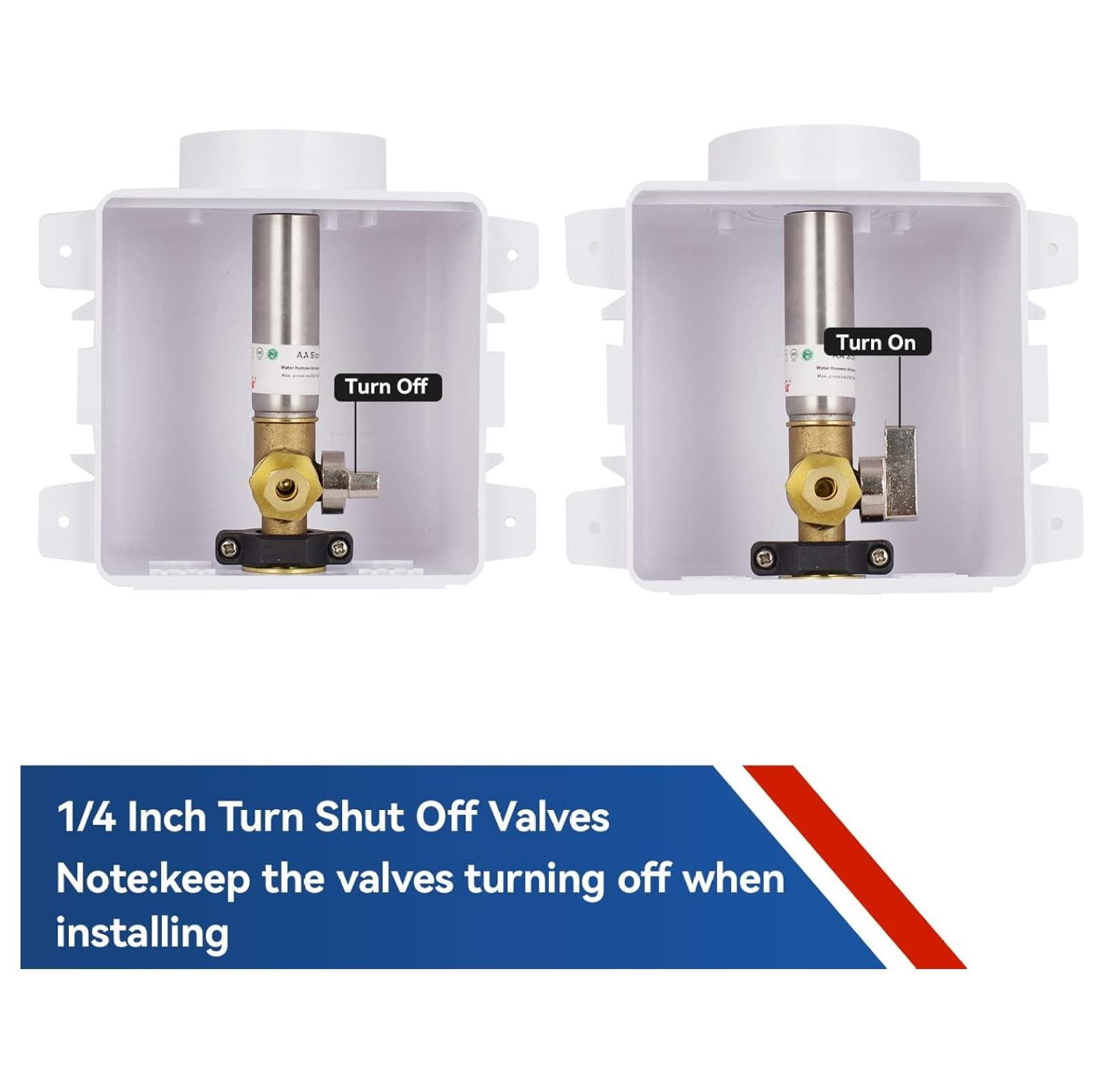 Icemaker Outlet Box with Water Hammer Arrestor,1/2 Inch Crimp PEX Inlet and 1/4 Inch OD Compression Outlet Connection Ice Maker Boxes,Refrigerator Water Line Kit
