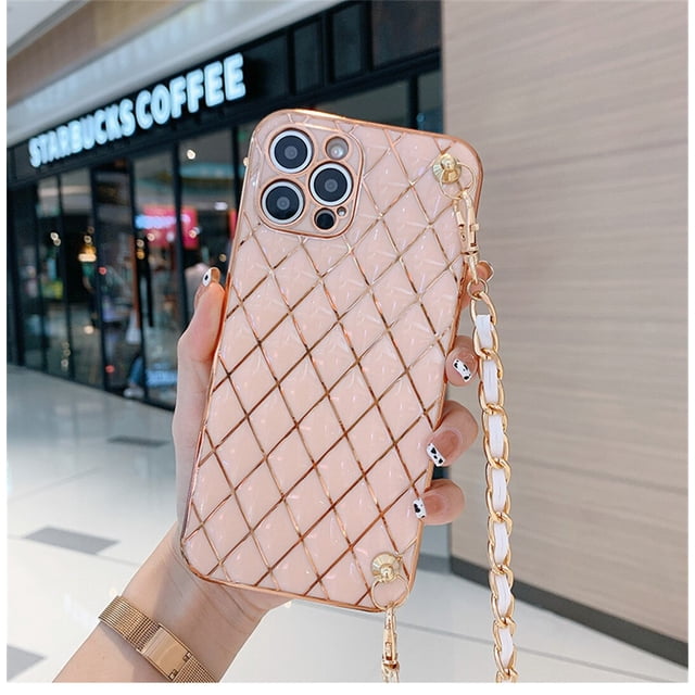 Funda de teléfono con cordón de cuero cruzado, carcasa con cadena para iPhone 11, 12, 13, 14 Pro Max, XR, X, XS, 7, 8 plus Fivean unisex