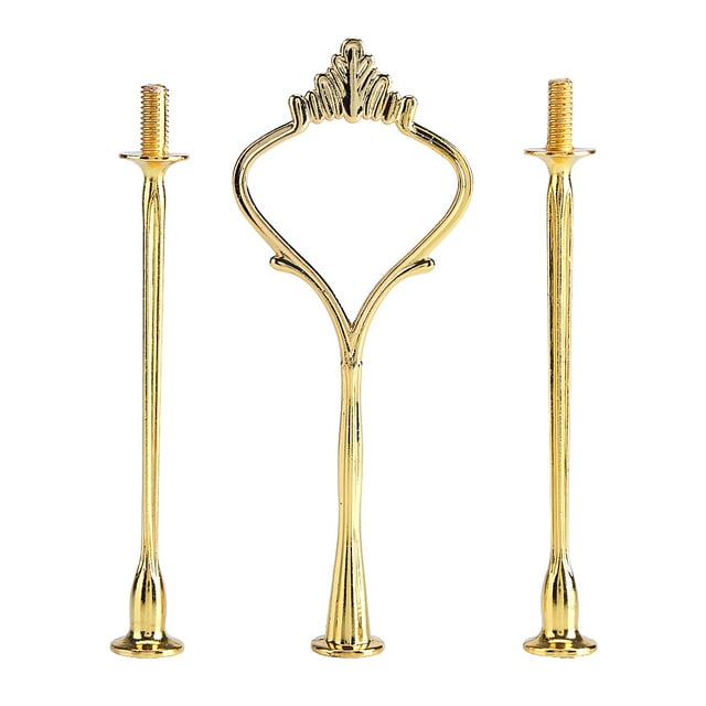 Cake Plate Stand Handle - Multi-Tiers Cake Cupcake Tray Stand Handle Fruit Plate Hardware Fitting Holder(Three-Layer Golden)