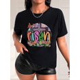 thumbnail image 1 of Easter Cross And Eggs Graphic Fashion Sports Tee, Round Neck Workout Short Sleeves Tops, Women's Activewear, 1 of 7