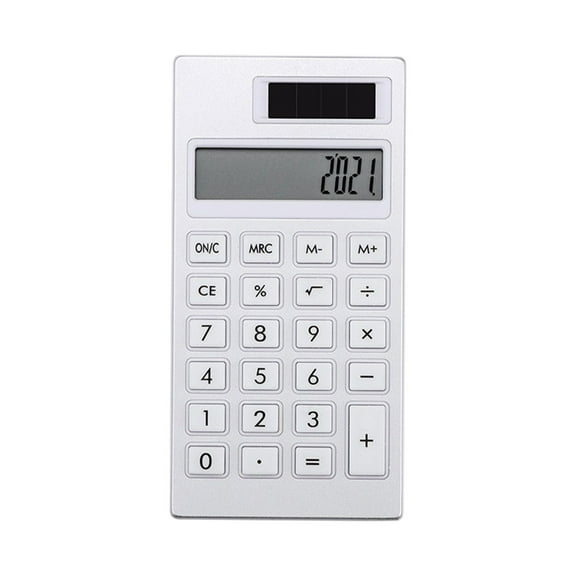 Dademeo Home Calculators Desktop Calculator Slim office Home Electronics Dual Power Desktop Calculator, Solar 12 Bit Tilt Lcd Display Tilt Design White