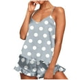 thumbnail image 2 of pstuiky Two Piece Sets for Women Summer Summer Polka Dots Cami Comfy Lounge Sets Lounge Loose Fit Crew Neck Sleeveless Pajama Sets with Shorts Plus Size Sleepwear Gray L, 2 of 9