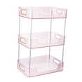 thumbnail image 2 of Organizador de especias, bandeja de gran capacidad, estante de maquillaje, organizador de tocador, organizador de maquillaje para joyería, dormitorio, Rosa 3 capas Soledad Organizador de escritorio, 2 of 7