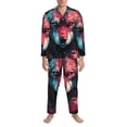 thumbnail image 3 of Cauagu Red Flame Wolf Head Print Men's Long-Sleeve Pajama Set,Soft Button-Front 2Pjs for Men Long Sleeve Men’s Sleepwear-Large, 3 of 7
