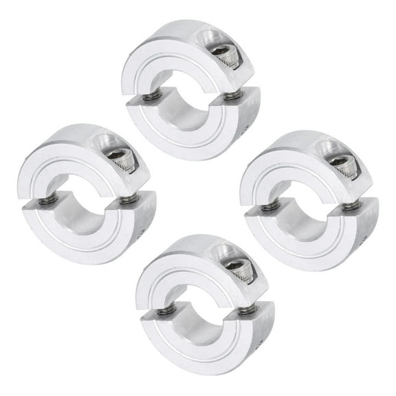 4 Pack Double Split Clamp-On Shaft Collar 1/2" Bore Two-Piece Clamping Collar, 1-1/8" OD, 13/32" Thick, Aluminum