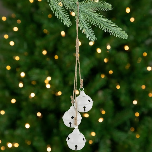 Northlight Cascading Christmas Jingle Bell Ornaments - 13.5" - White - Set of 2
