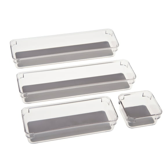 Simplify 4 Pack Multipurpose Clear Drawer Organizers
